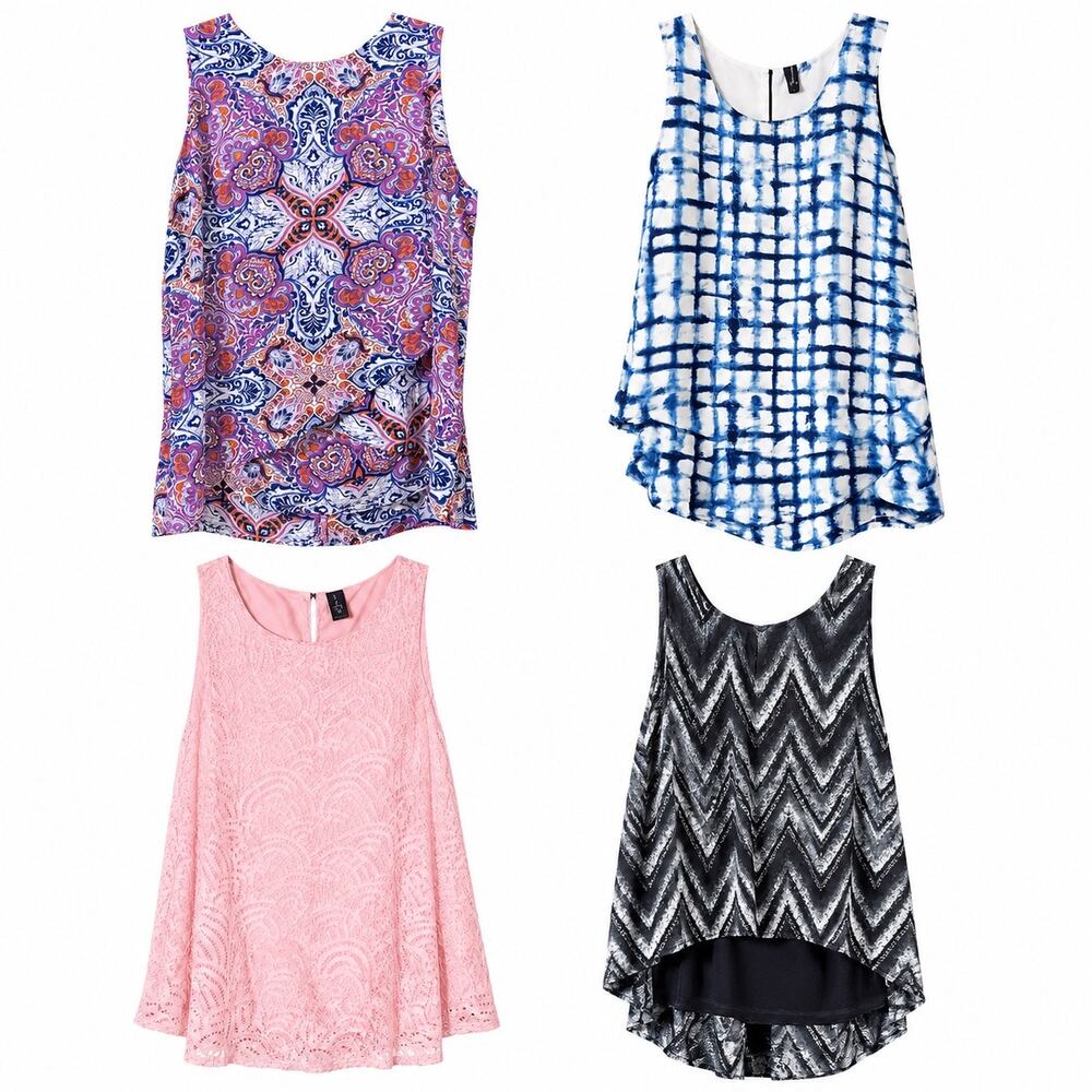 Bundle of 4 Sleeveless Swing Trapeze Tunic Tops New Directions Boho Large EUC